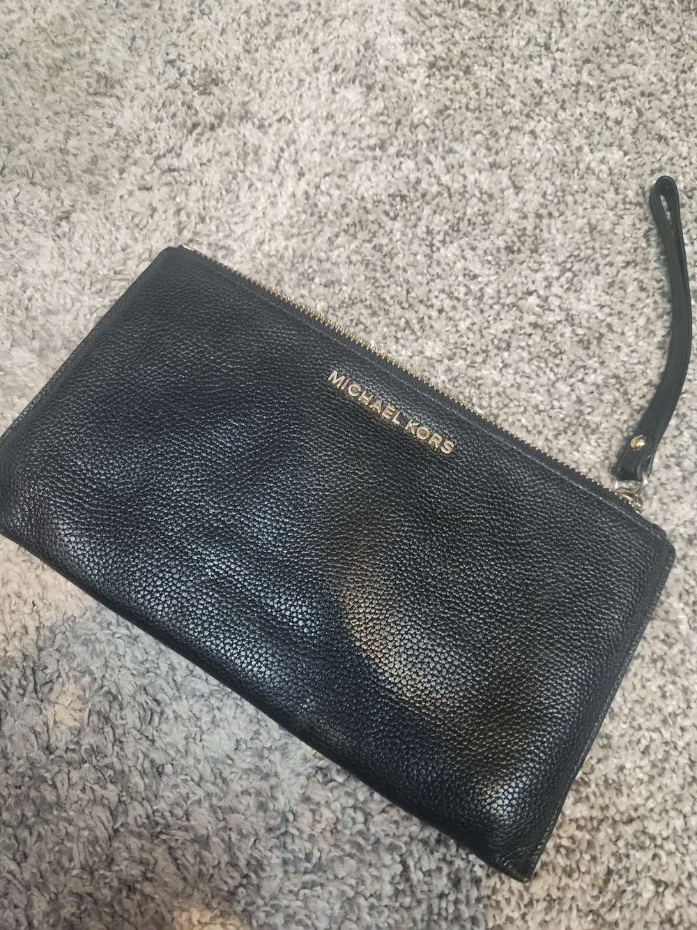Michael Kors Black Pebbled Leather Wristlet